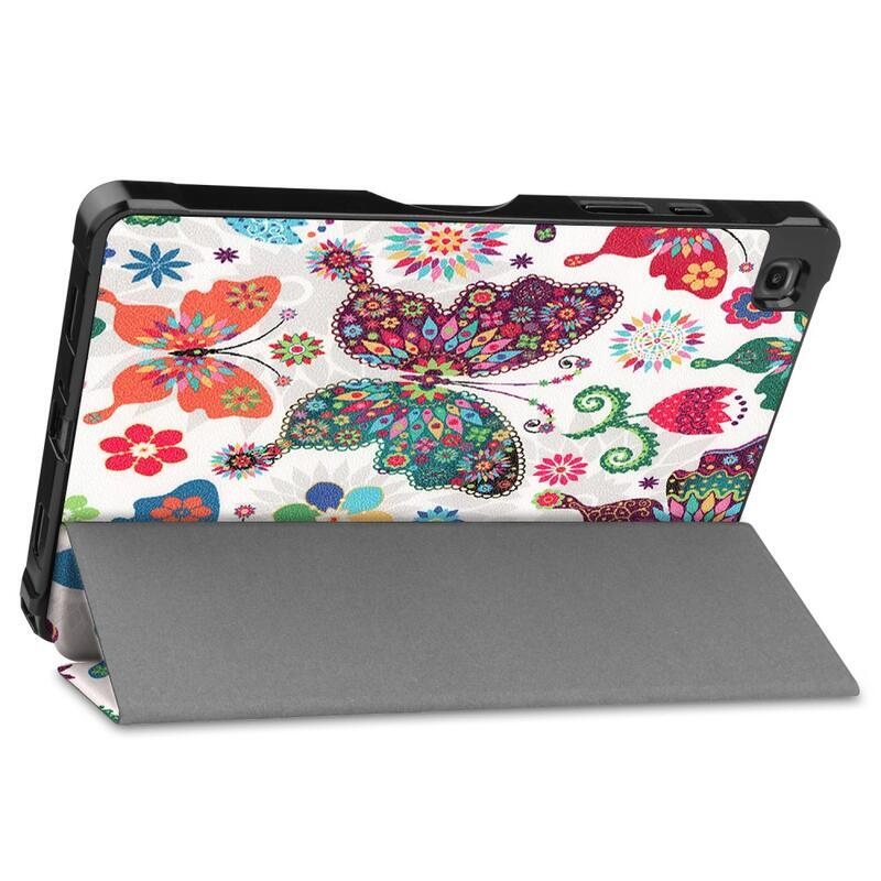 Patte intelligens PU bőr pénztárca tok tablethez Samsung Galaxy Tab A7 10.4 (2020) T500 - virágok és pillangók