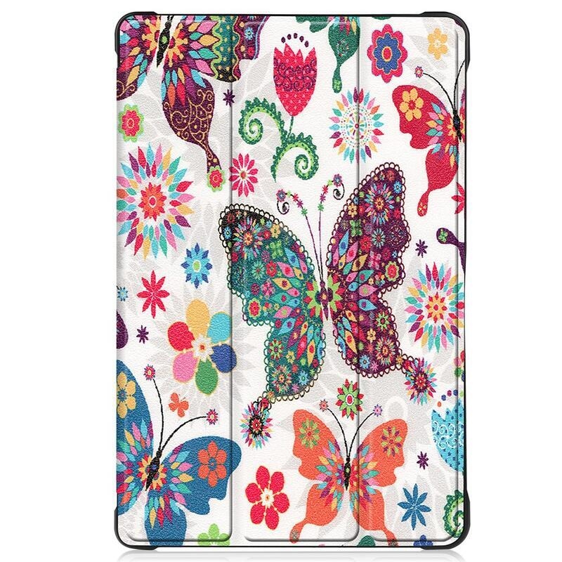 Patte intelligens PU bőr pénztárca tok tablethez Samsung Galaxy Tab A7 10.4 (2020) T500 - virágok és pillangók