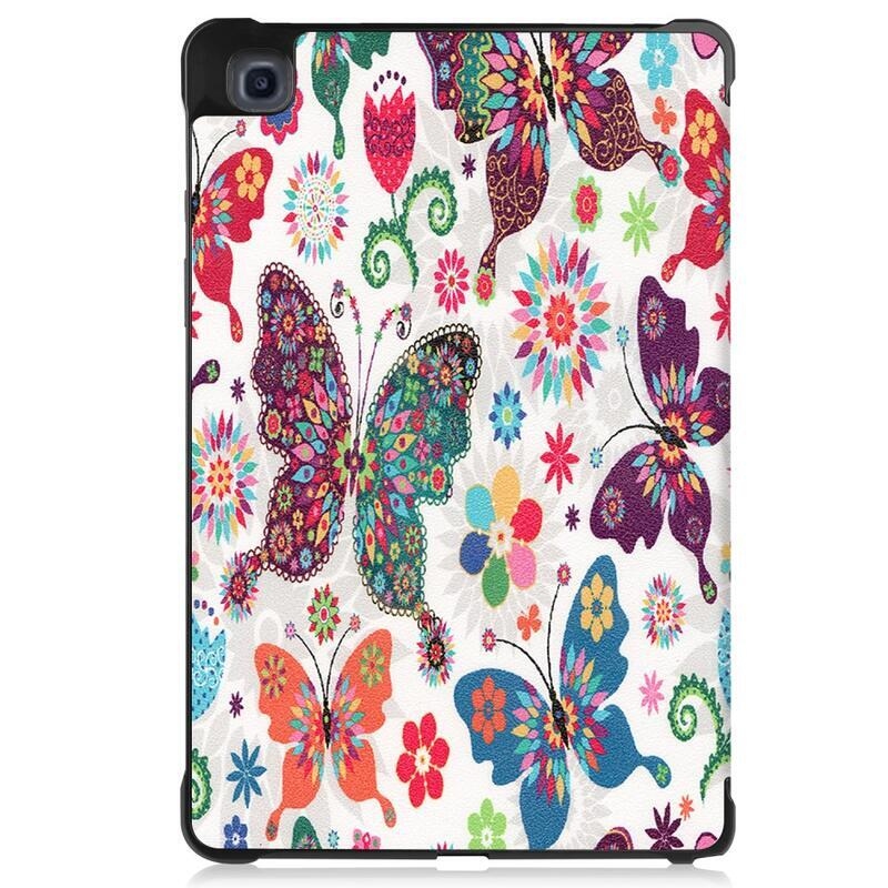 Patte intelligens PU bőr pénztárca tok tablethez Samsung Galaxy Tab A7 10.4 (2020) T500 - virágok és pillangók