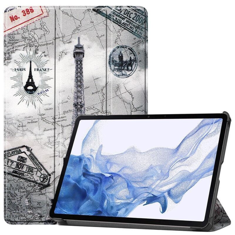 Patte smart PU bőr tablet tok Samsung Galaxy Tab S8 - Eiffel torony