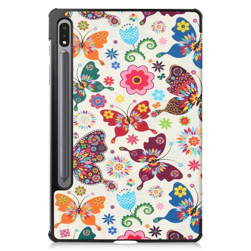 Patte okos PU bőr tablet tok Samsung Galaxy Tab S8 - pillangók és virágok