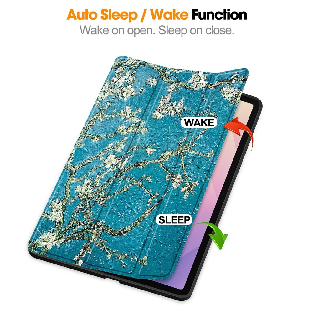 Patte intelligens záró tok Samsung Galaxy Tab S11 készülékhez - fehér virágok