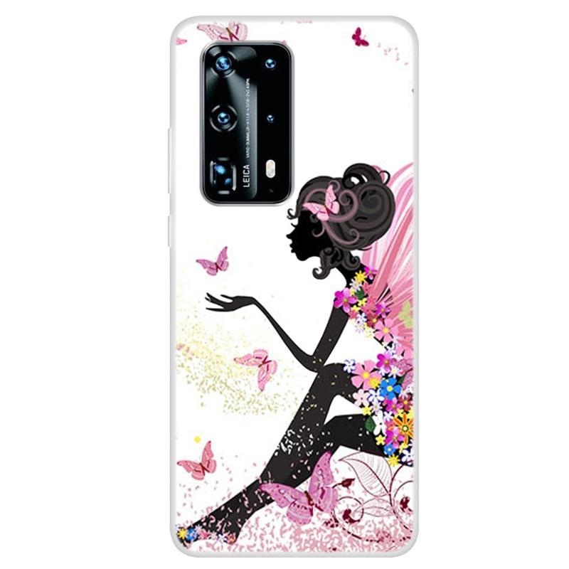 Patte gél tok mobil Huawei P40 Pro - lány és pillangók