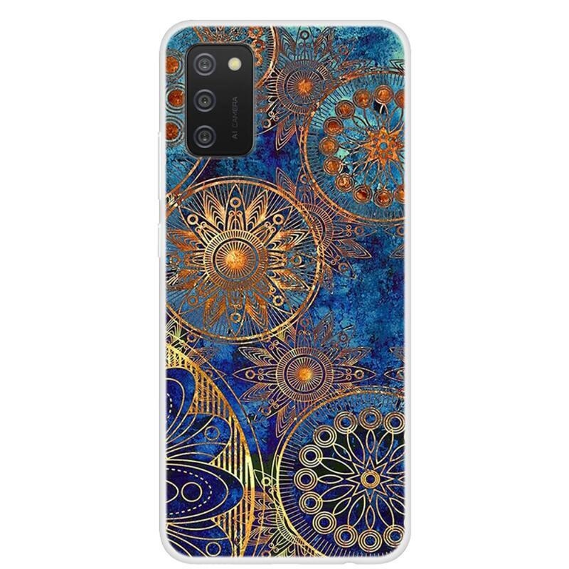 Zselés tok mobiltelefonhoz Samsung Galaxy A02s (164.2x75.9x9.1mm) - aranyszínű virágok