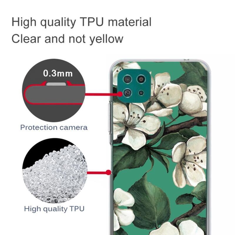 Zselés tok Samsung Galaxy A22 5G - fehér virágok