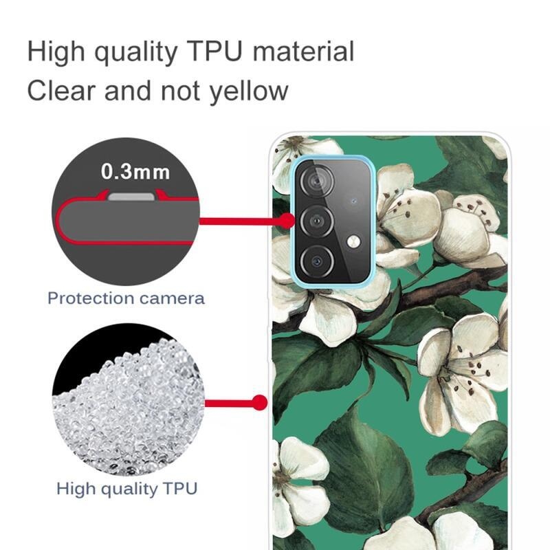 Zselés tok Samsung Galaxy A32 4G - fehér virágok