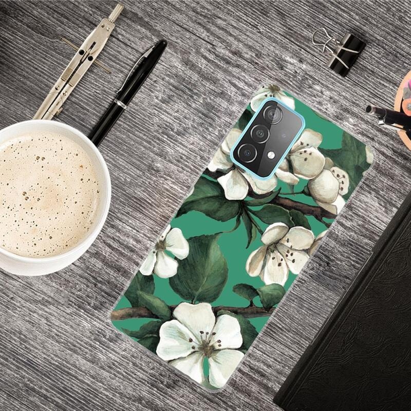 Zselés tok Samsung Galaxy A72 5G - fehér virágok