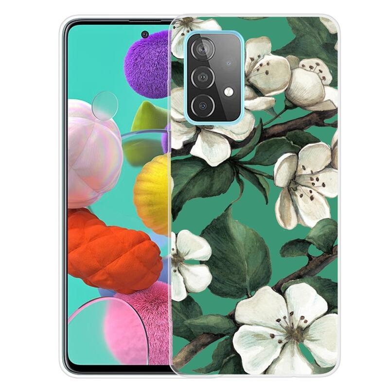 Zselés tok Samsung Galaxy A72 5G - fehér virágok
