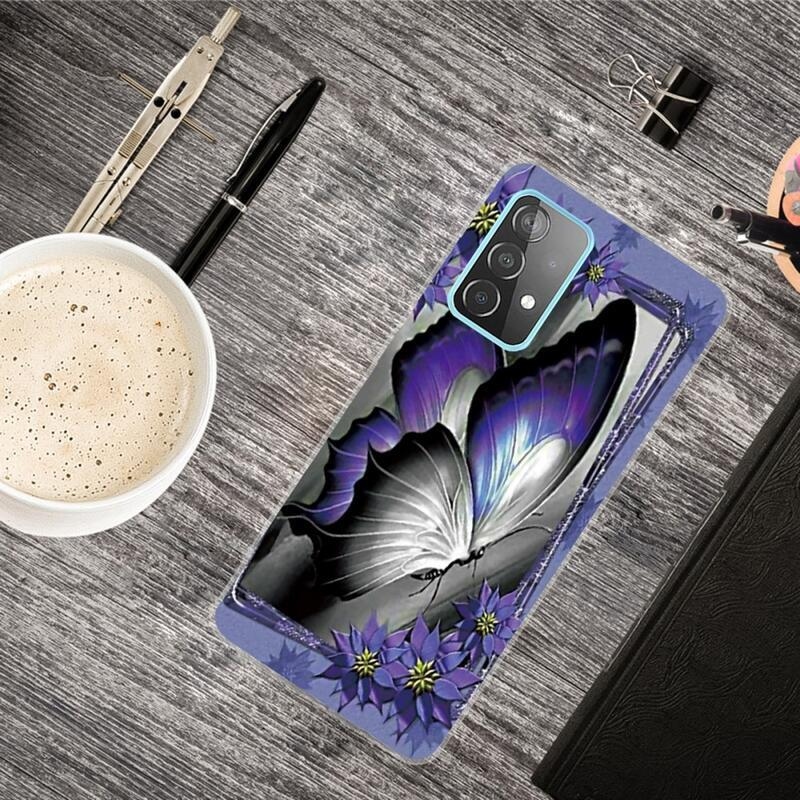 Zselés tok Samsung Galaxy A72 5G - lila pillangó