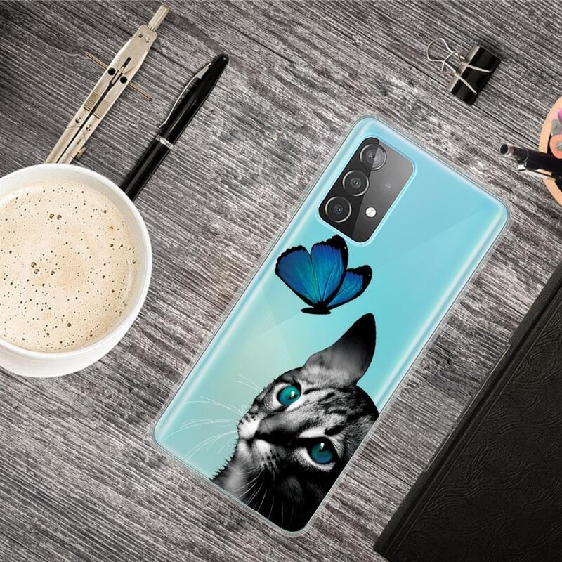 Zselés tok Samsung Galaxy A72 5G-hez - macska és pillangó