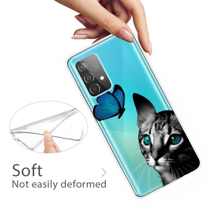 Zselés tok Samsung Galaxy A72 5G-hez - macska és pillangó