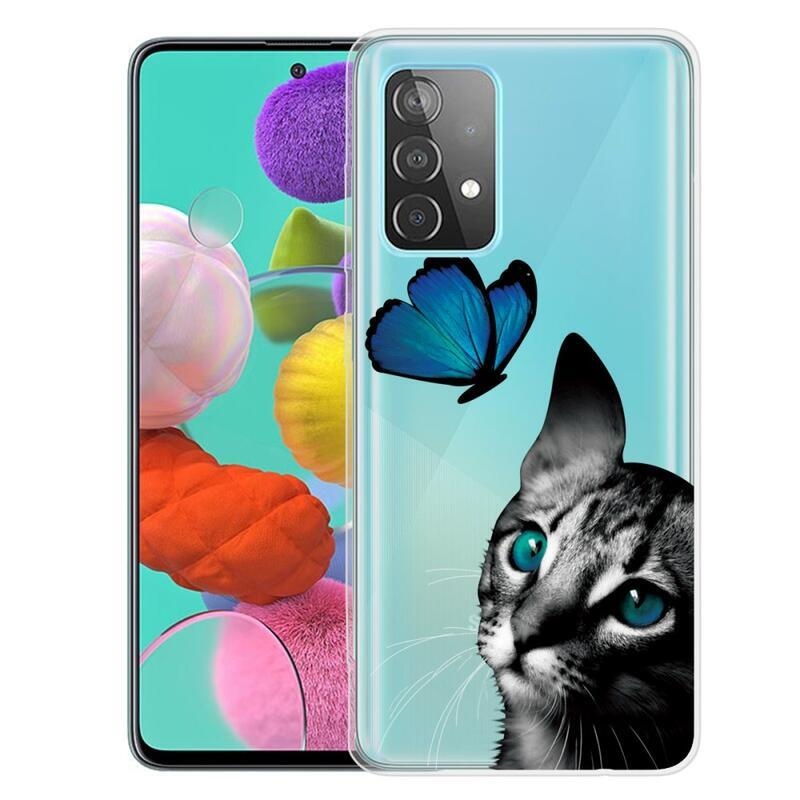 Zselés tok Samsung Galaxy A72 5G-hez - macska és pillangó