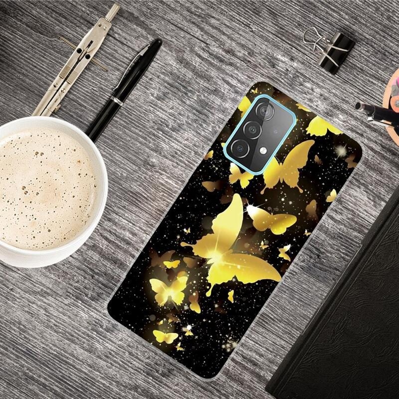 Zselés tok mobilhoz Samsung Galaxy A72 5G - arany pillangó