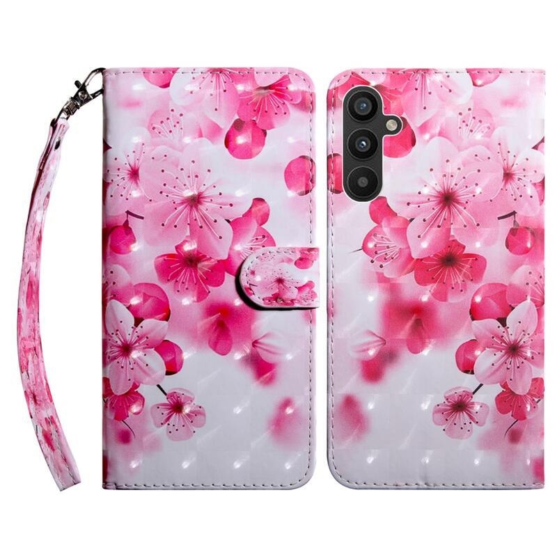 Patte könyv tok Samsung Galaxy A34 5G-hez - rózsaszín virágok