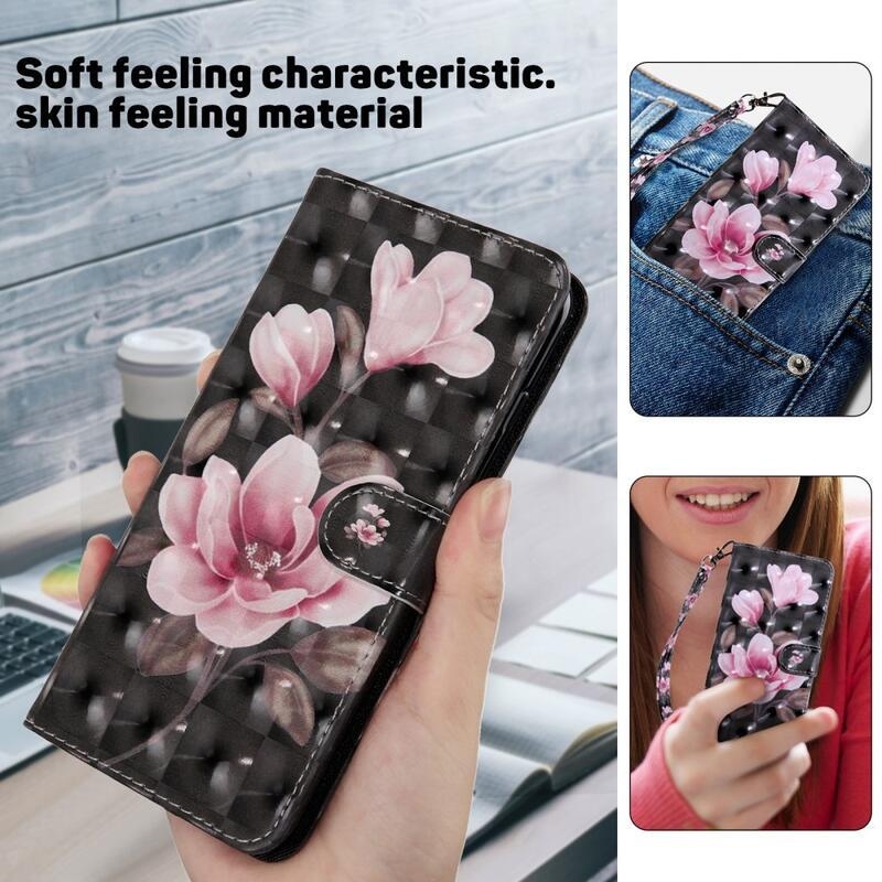 Patte könyv tok Samsung Galaxy A34 5G-hez - rózsaszín virág