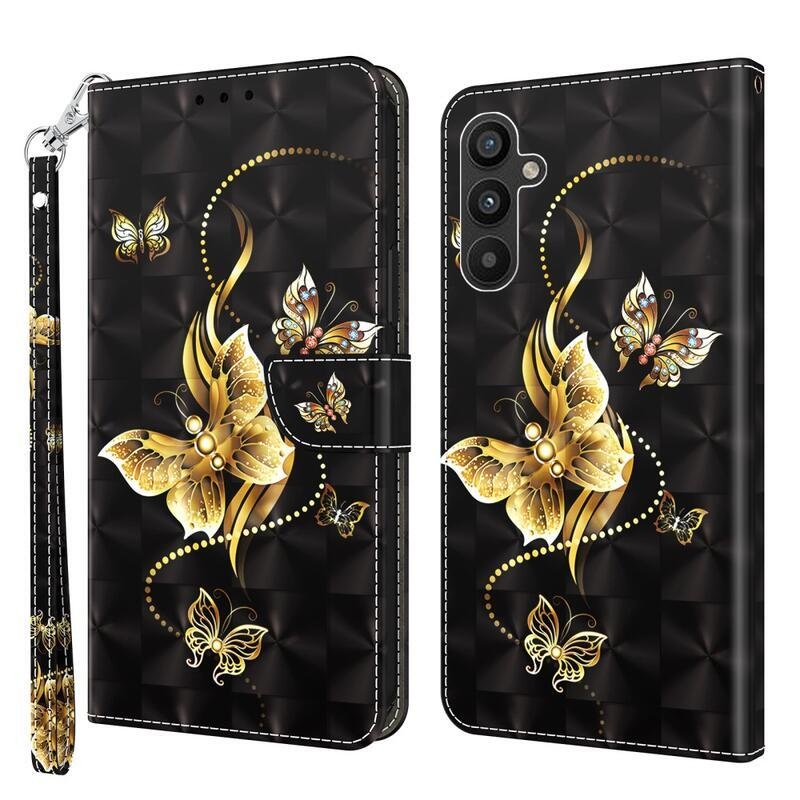 Patte könyv tok Samsung Galaxy A34 5G - arany pillangókhoz