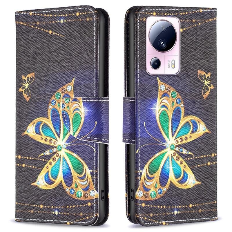 Patte könyv tok Xiaomi 13 Lite - gyémánt pillangókhoz