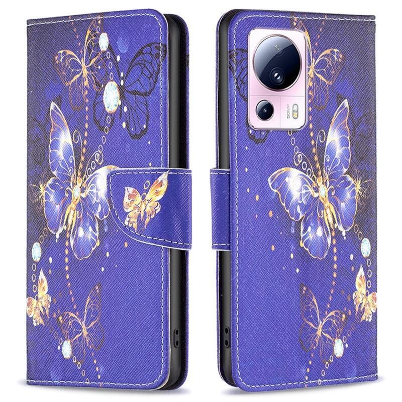 Patte könyv tok Xiaomi 13 Lite-hoz - lila pillangók