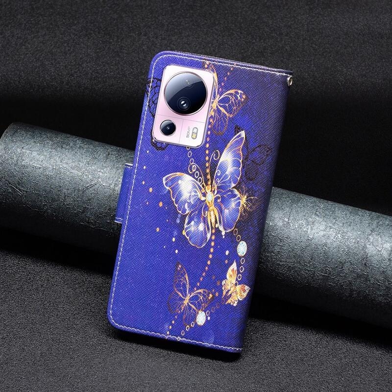 Patte könyv tok Xiaomi 13 Lite-hoz - lila pillangók