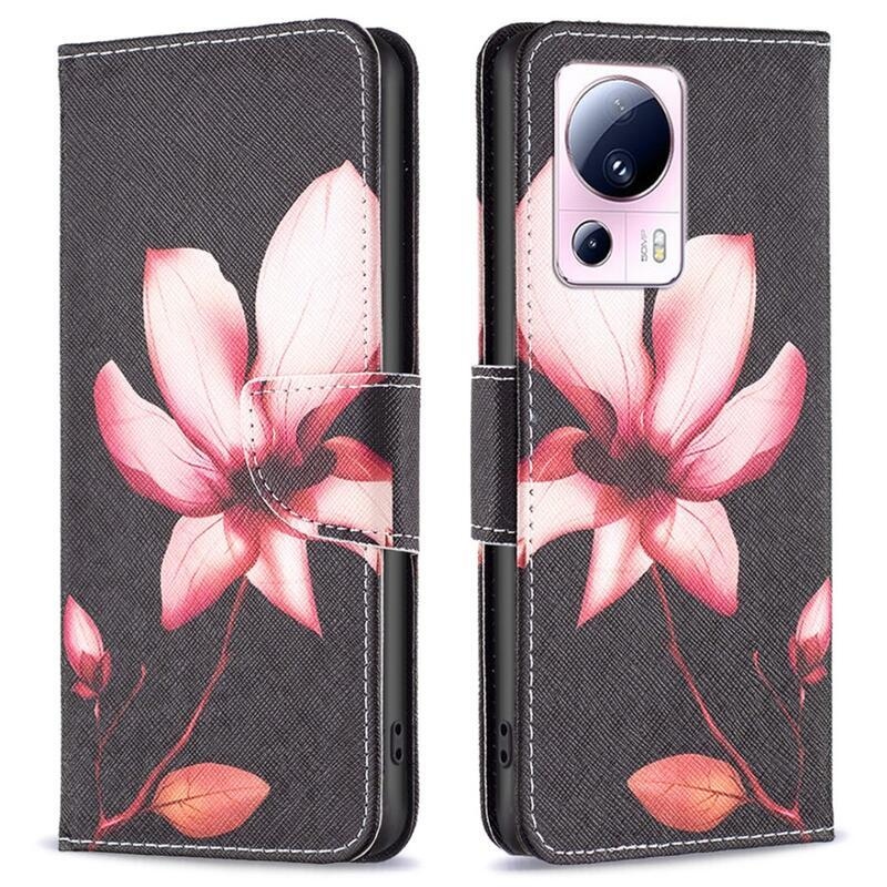 Patte könyv tok Xiaomi 13 Lite-hoz - rózsaszín virág