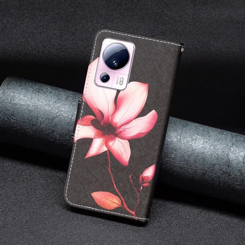 Patte könyv tok Xiaomi 13 Lite-hoz - rózsaszín virág