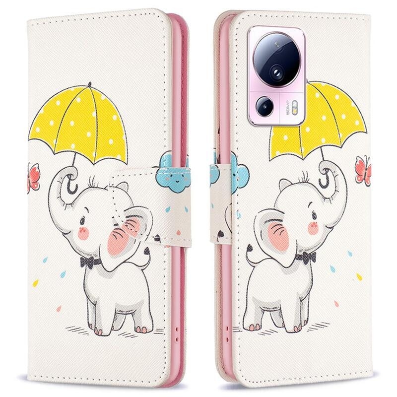 Patte könyv tok a Xiaomi 13 Lite-hoz - elefánt esernyővel