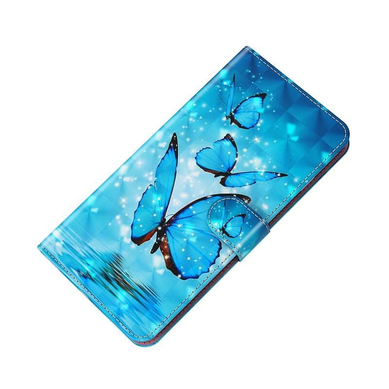 Nyomtatott pénztárca tok Samsung Galaxy A13 4G - kék pillangókhoz