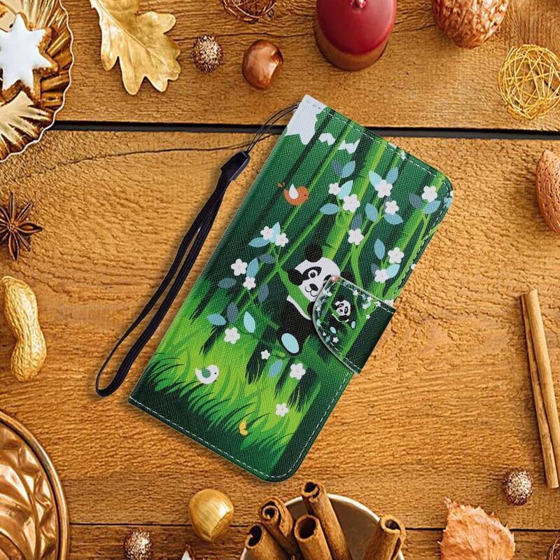 Patte pénztárca tok Samsung Galaxy A22 4G - panda bambusz közelében