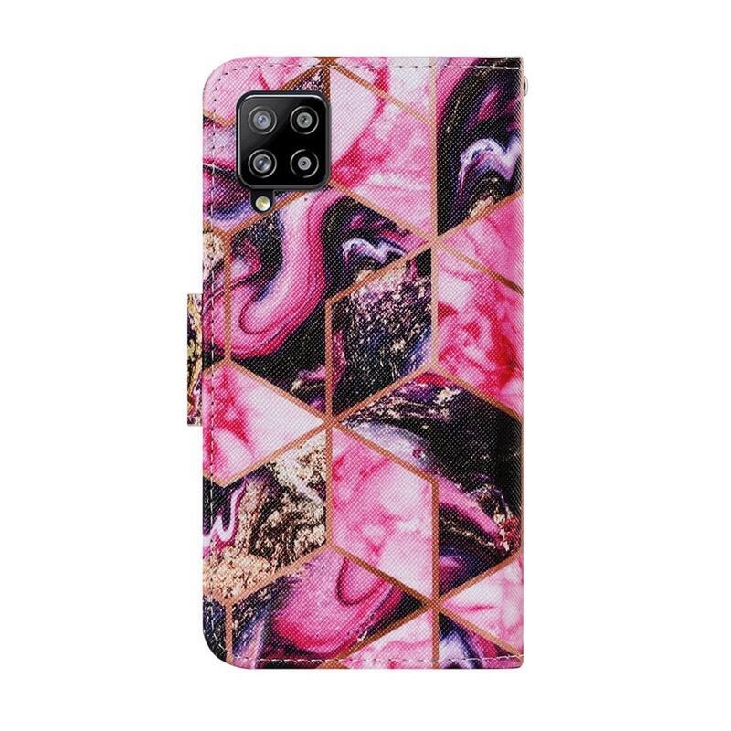 Patte pénztárca tok Samsung Galaxy A22 4G - rózsaszín geometriai formák