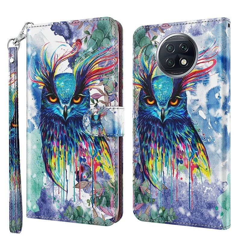 Nyomtatott pénztárca tok Xiaomi Redmi Note 9T 5G - színes bagoly