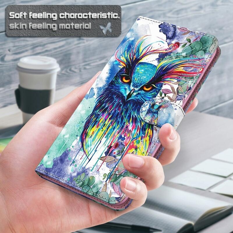 Nyomtatott pénztárca tok Xiaomi Redmi Note 9T 5G - színes bagoly