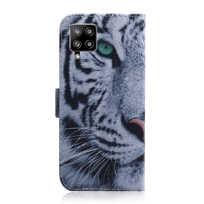 Patte PU bőr pénztárca tok Samsung Galaxy A42 5G-hez - fehér tigris