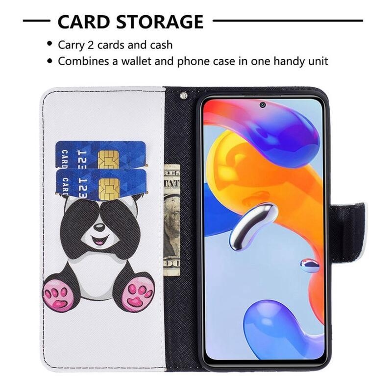 Patte PU bőr pénztárca tok a Xiaomi Poco M4 Pro 4G-hez - panda