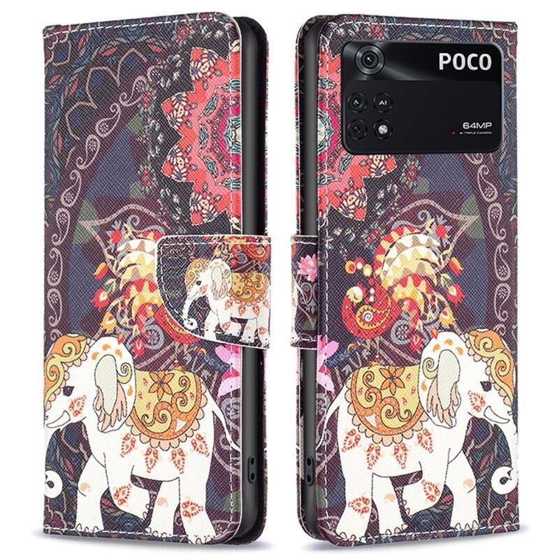 Patte PU bőr pénztárca tok Xiaomi Poco M4 Pro 4G - elefánt