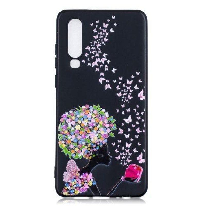 Patte szilikon borítás Huawei P30-hoz - virágok és pillangók