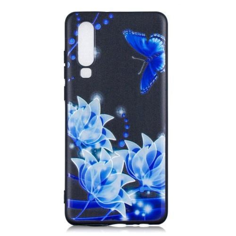 Patte szilikon borítás Huawei P30-hoz - kék pillangó
