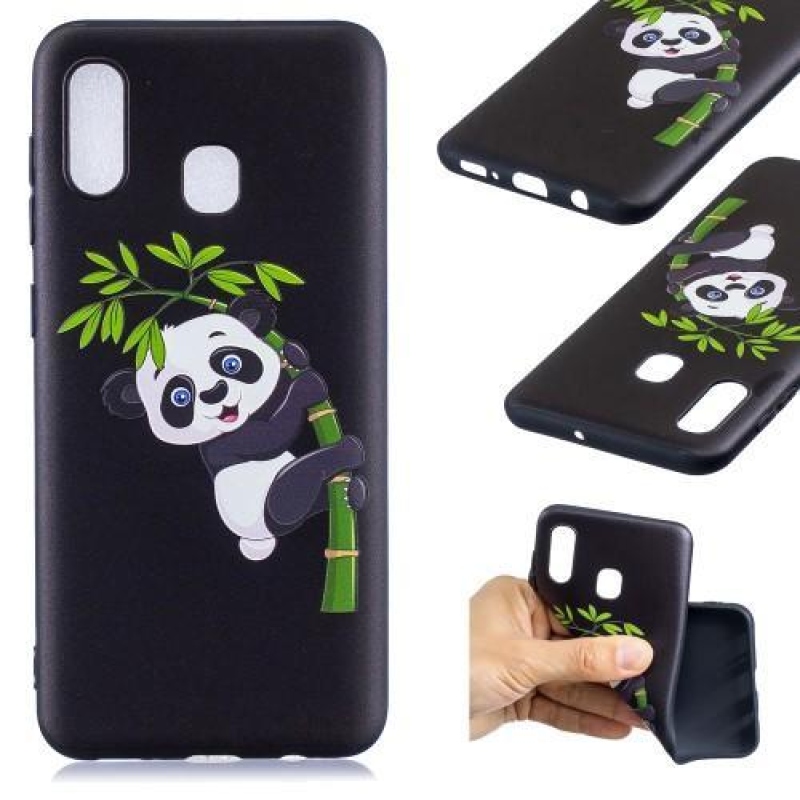 Mintás zselés tok Samsung Galaxy A30 készülékhez - panda bambuszon