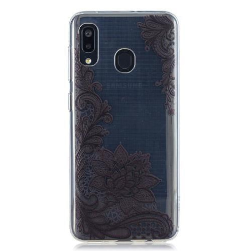 Mintás zselés tok Samsung Galaxy A20 / A30 készülékhez - fekete virág