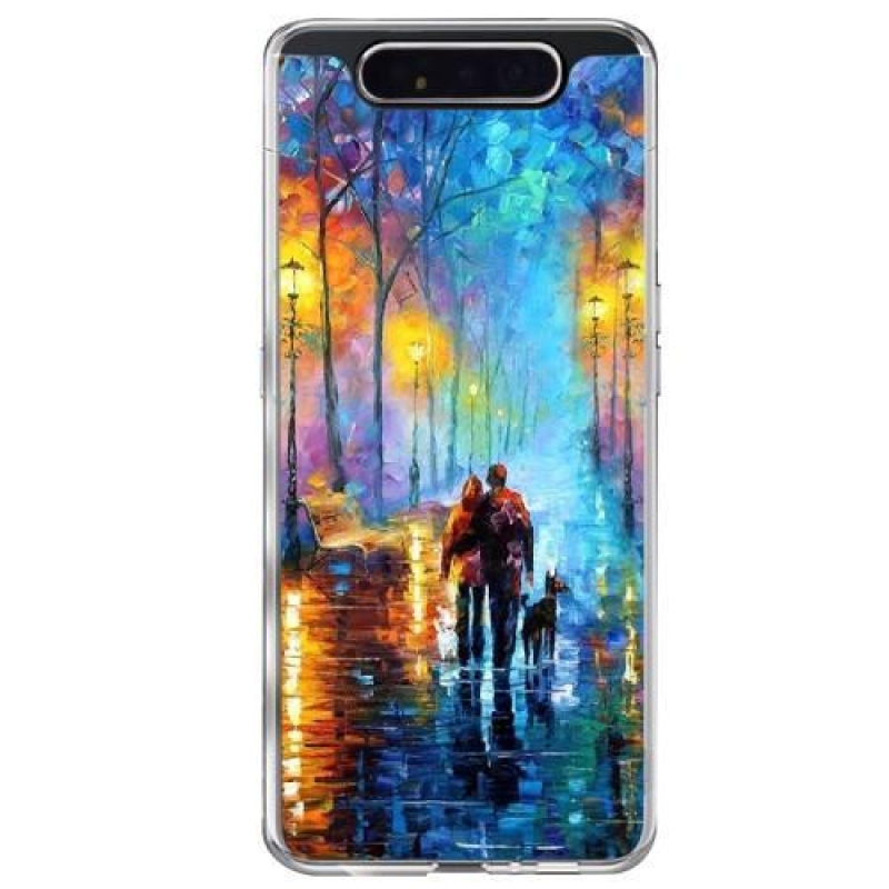 Mintás zselés tok mobil Samsung Galaxy A80 - szerelem és kutya