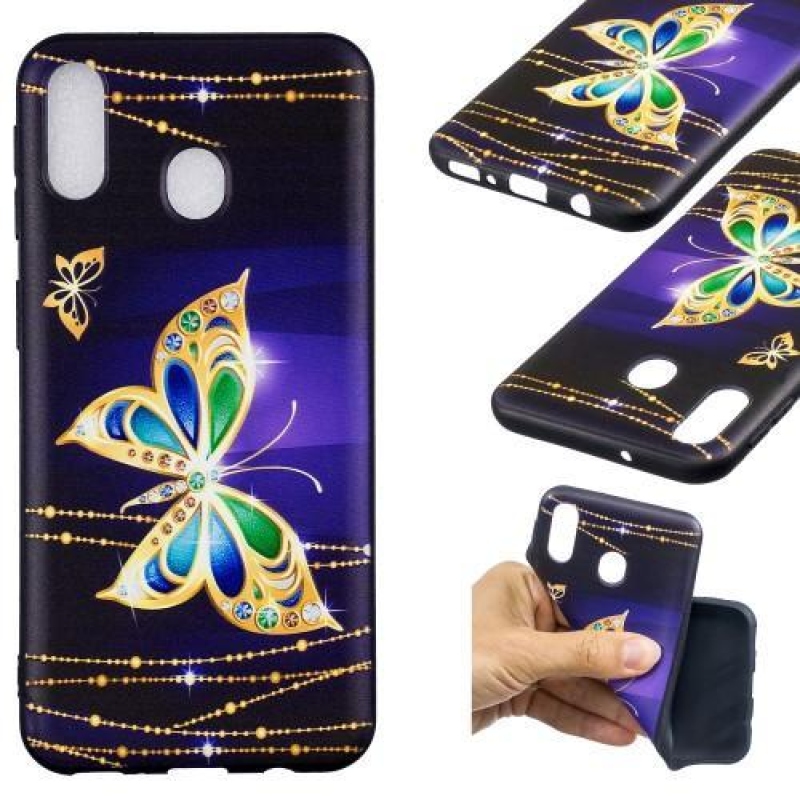 Mintás zselés tok Samsung Galaxy M20 - színes pillangó