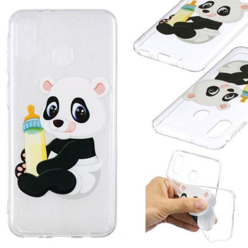 Mintás zselés tok Samsung Galaxy M20-hoz - panda és palack