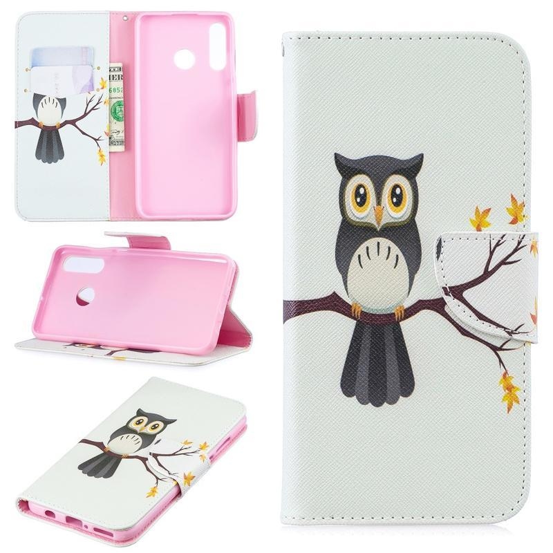 Minta PU bőr pénztárca tok Huawei P30 Lite - bagoly a fán