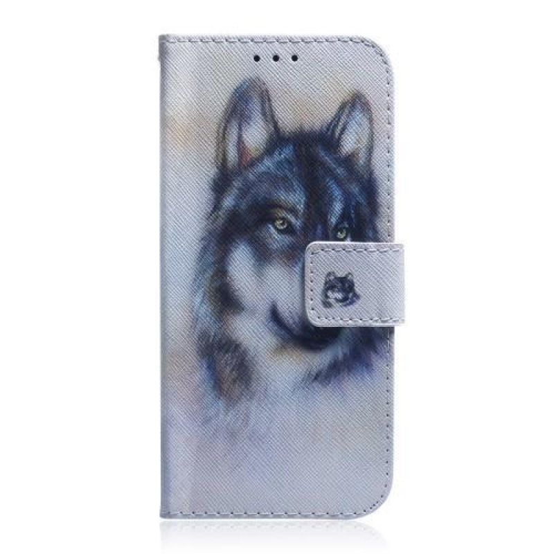 Mintás PU bőr pénztárca tok Samsung Galaxy A30 / A20 - fekete farkas