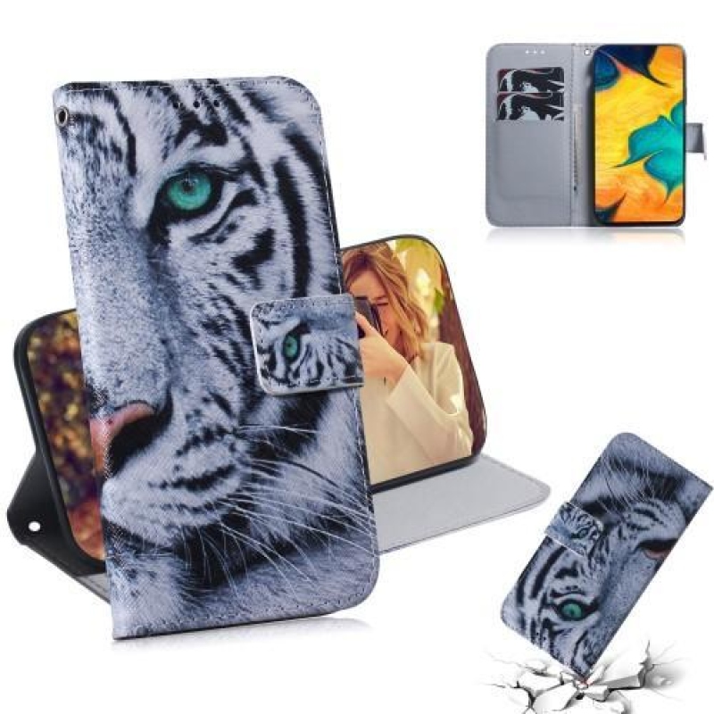 Minta PU bőr pénztárca tok Samsung Galaxy A30 / A20 - tigris