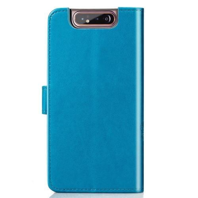 Mintás PU bőr pénztárca tok Samsung Galaxy A80-hoz - kék