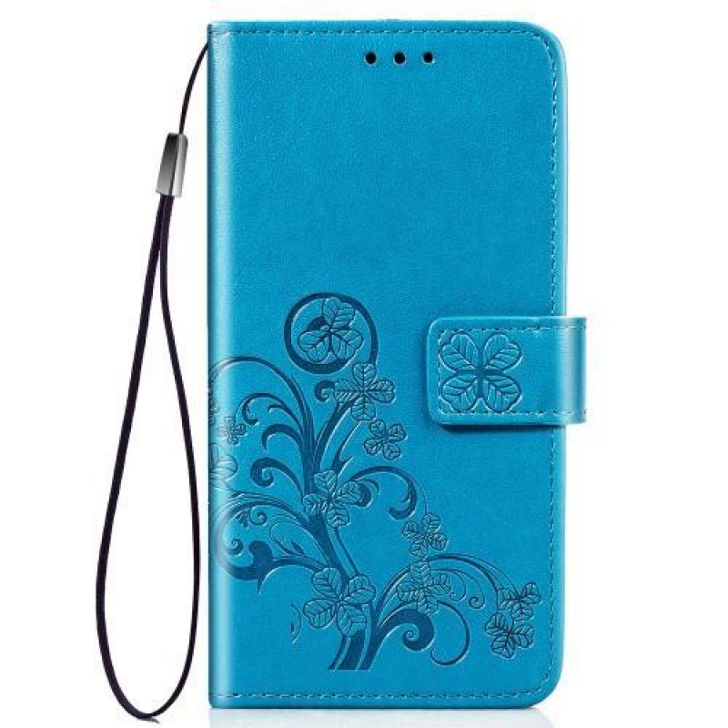 Mintás PU bőr pénztárca tok Samsung Galaxy A80-hoz - kék