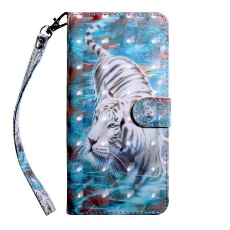 Minta PU bőr pénztárca tok Samsung Galaxy A80 - tigris