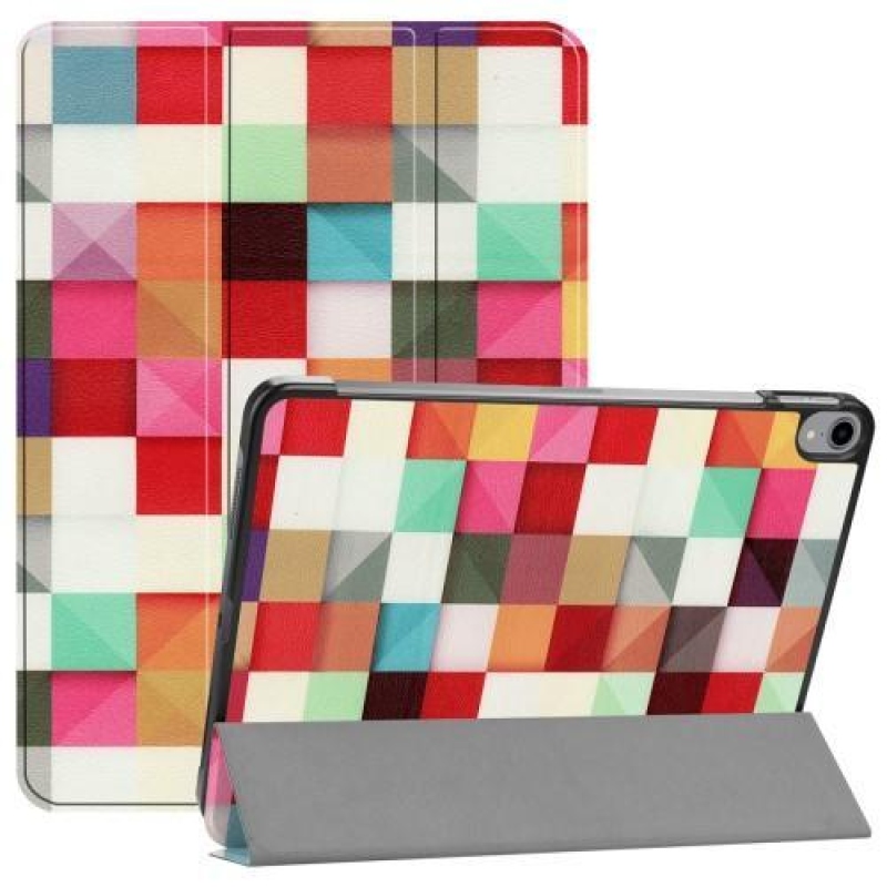 Mintás PU bőr tok Apple iPad Pro 11 készülékhez - színes háromszögek