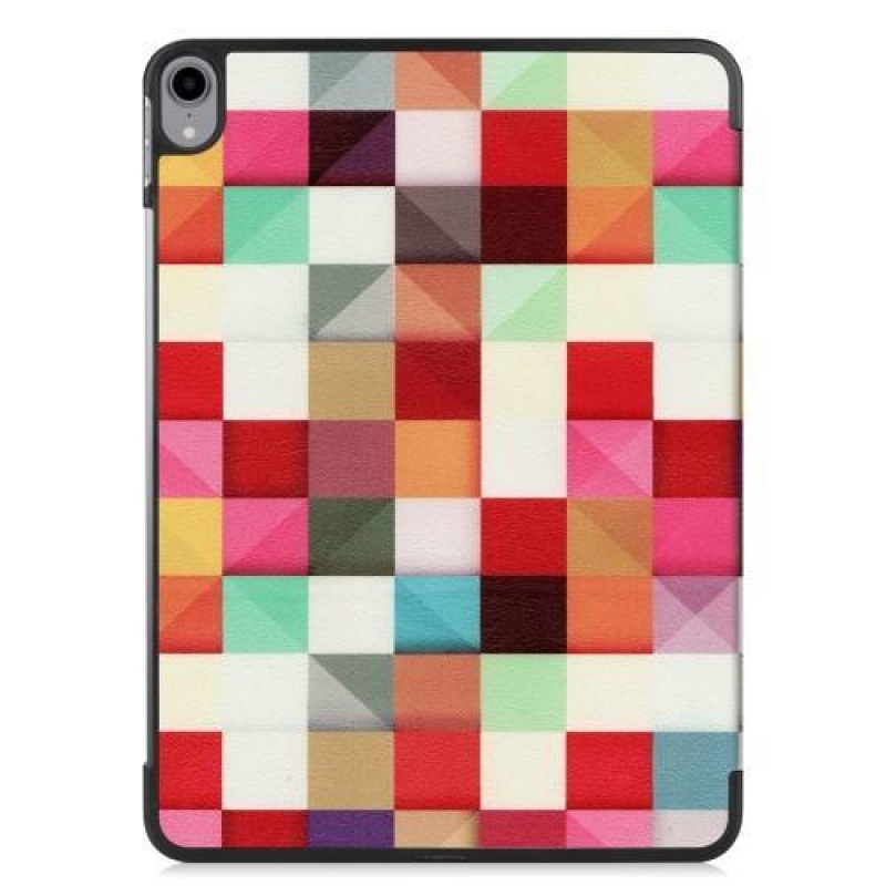 Mintás PU bőr tok Apple iPad Pro 11 készülékhez - színes háromszögek