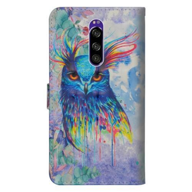 Mintás PU bőr tok Sony Xperia 1 - színes bagolyhoz